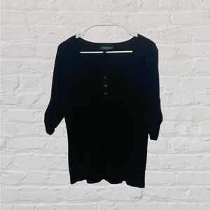 Lauren Ralph Lauren Black XL Henley Shirt